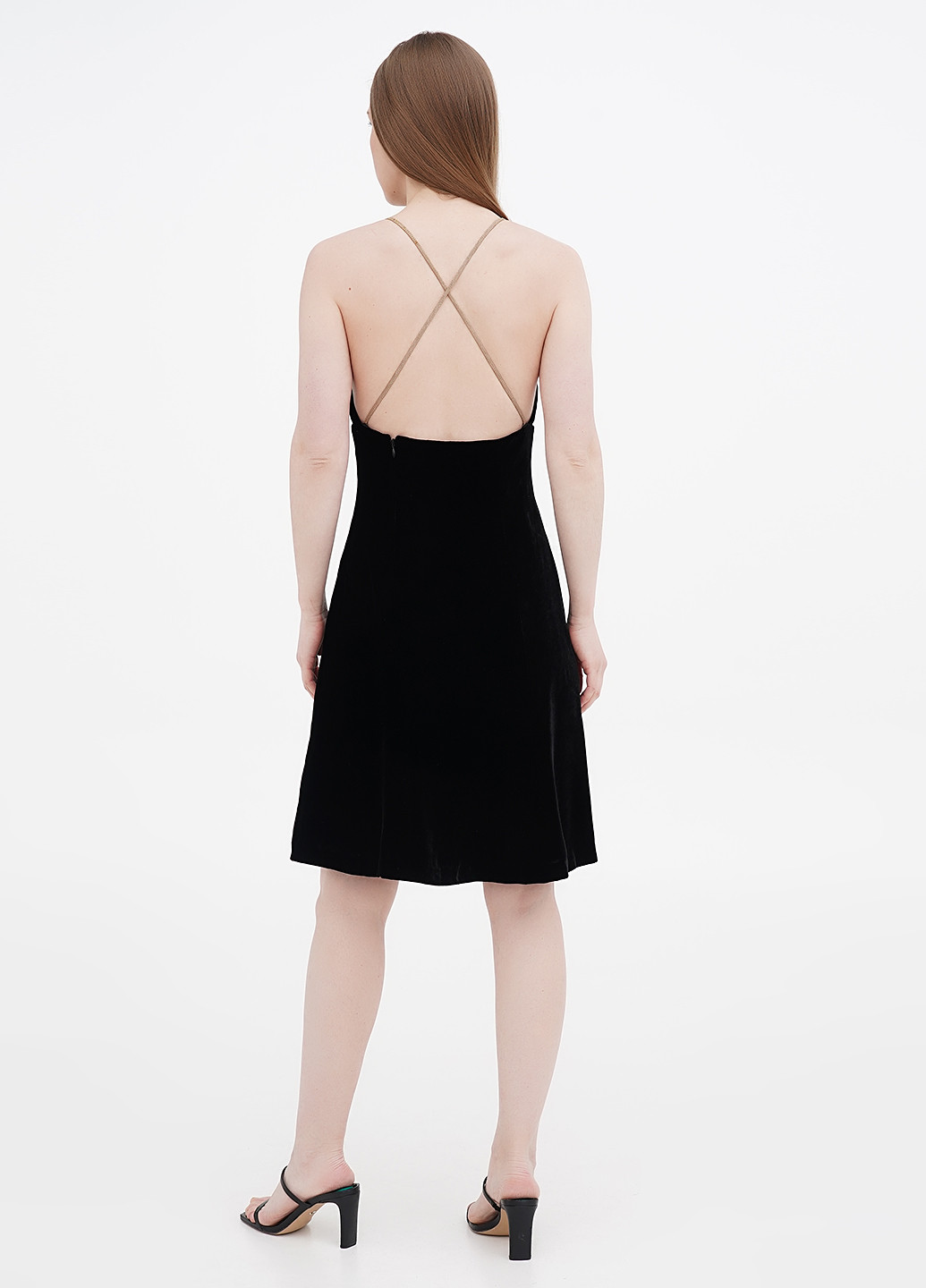 Черное коктейльное платье клеш Ralph Lauren однотонное