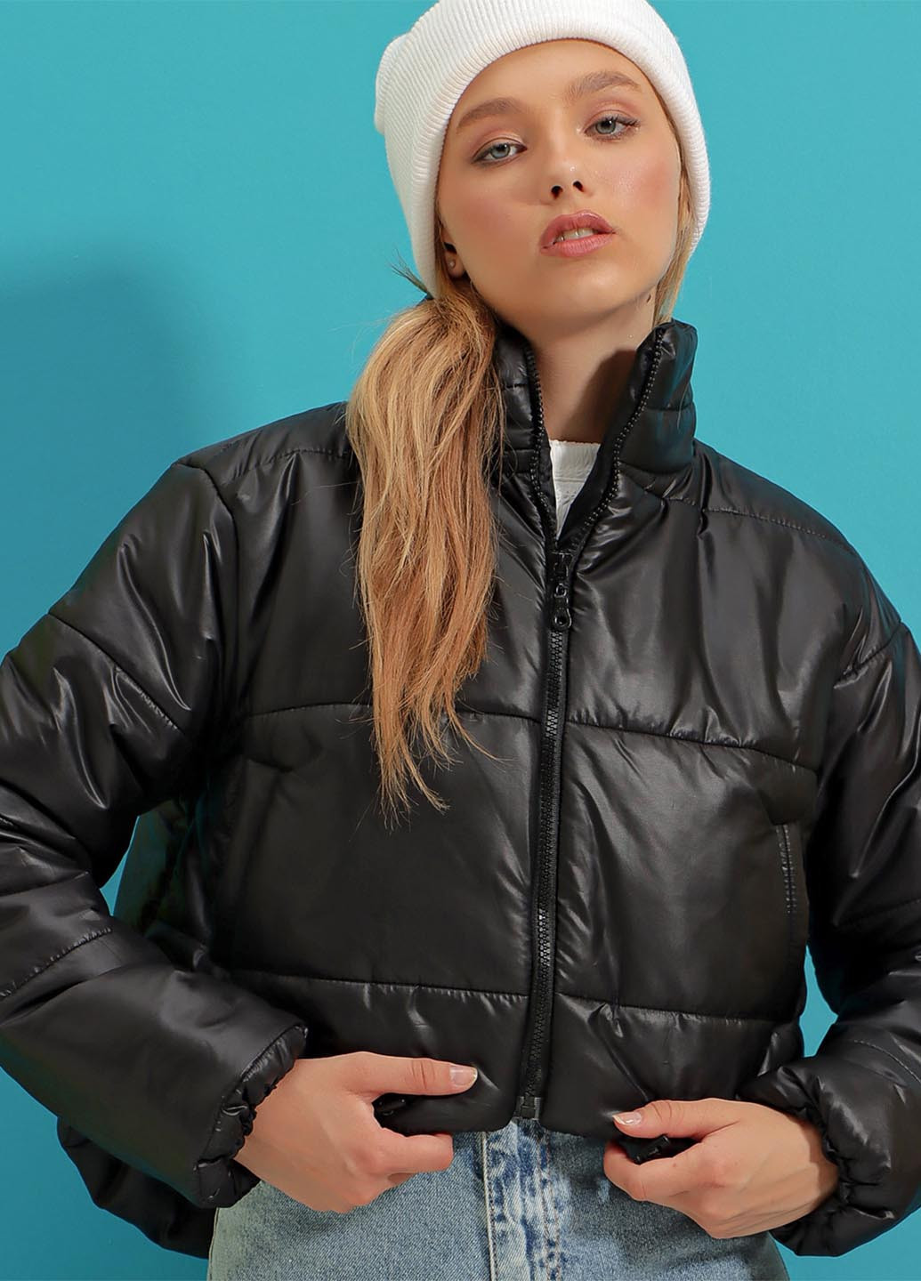 Черная демисезонная куртка Trend Alacati Stili