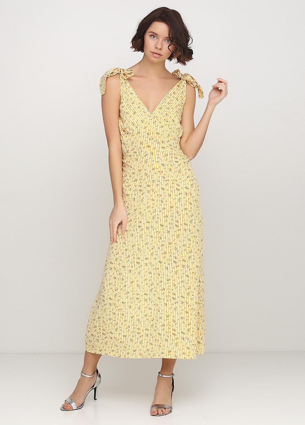 Светло-желтое кэжуал платье Gingier Studio с цветочным принтом