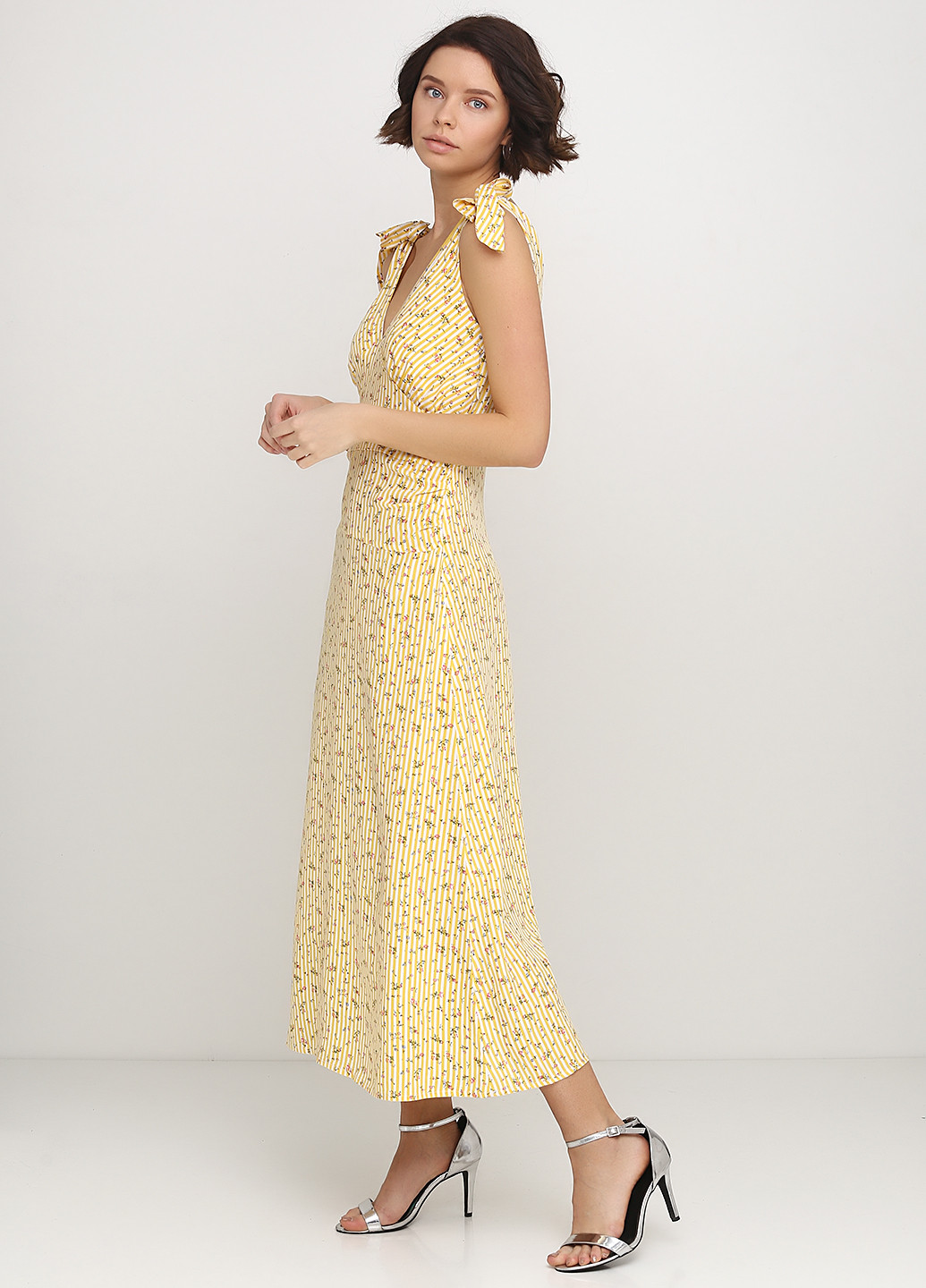 Светло-желтое кэжуал платье Gingier Studio с цветочным принтом