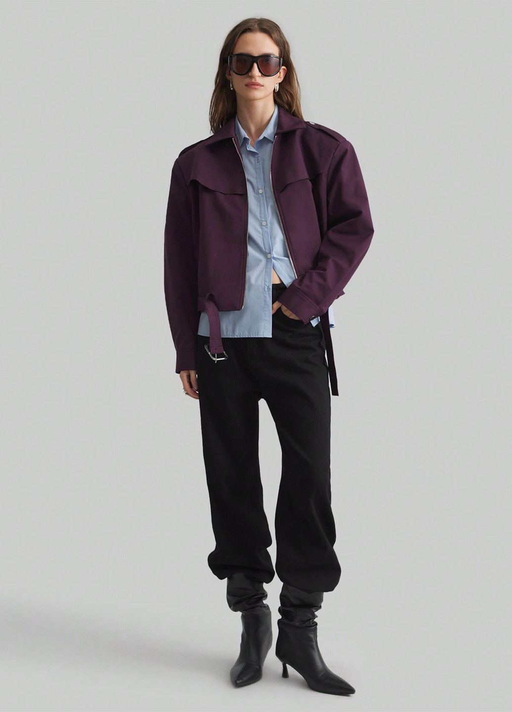 Темно-фиолетовая демисезонная куртка куртка-пальто SHEIN