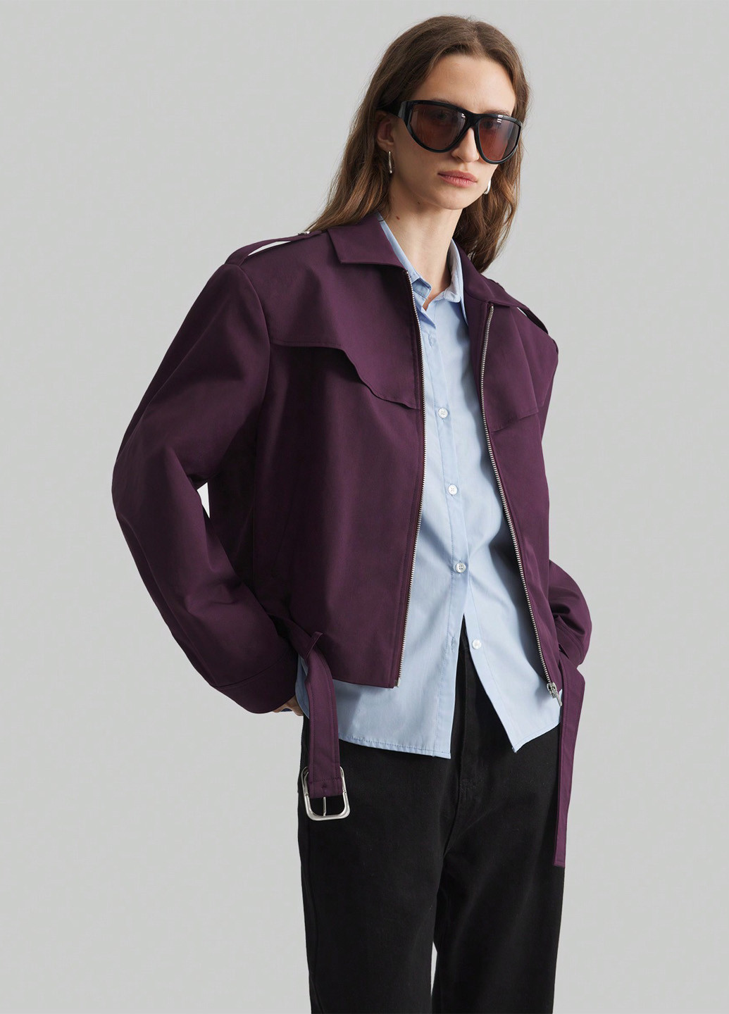 Темно-фиолетовая демисезонная куртка куртка-пальто SHEIN