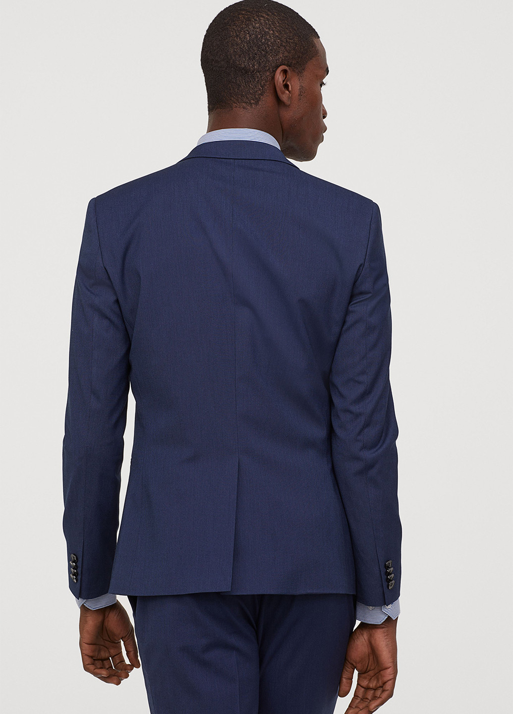 Піджак H&M однотонний темно-синій кежуал поліестер