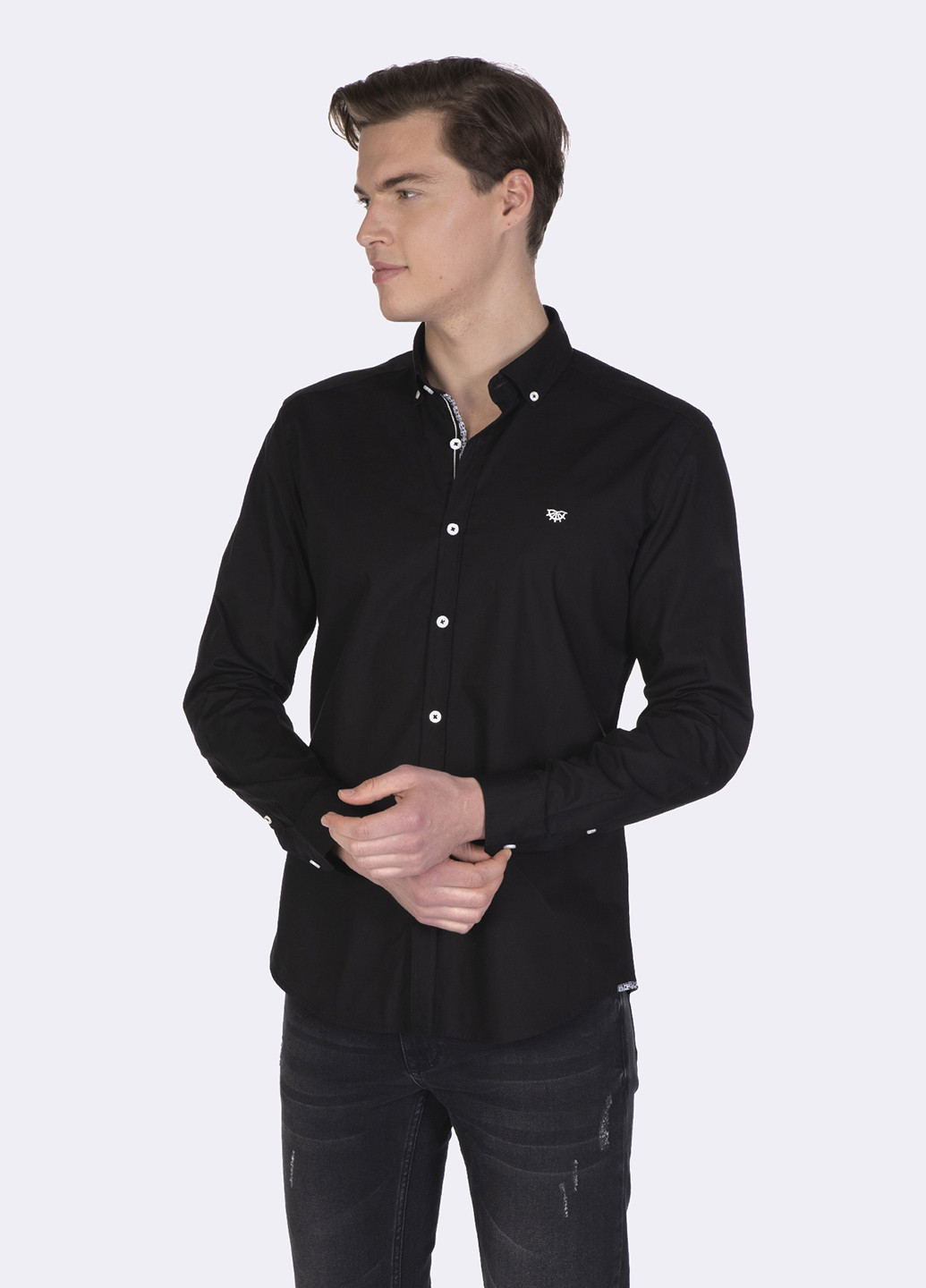 Черная кэжуал рубашка однотонная Giorgio di Mare