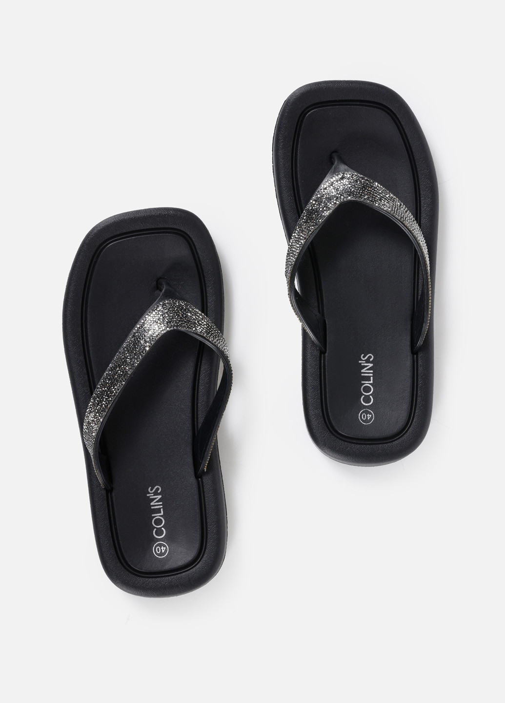 Черные кэжуал вьетнамки Colin's со стразами