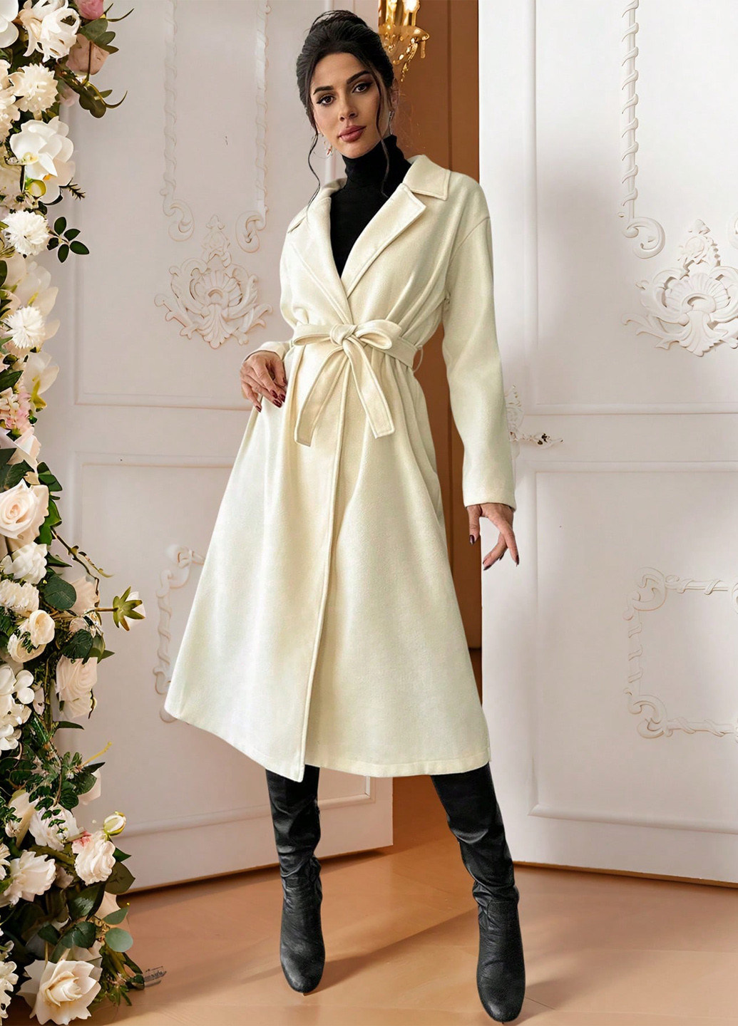 Кремовое демисезонное Пальто SHEIN