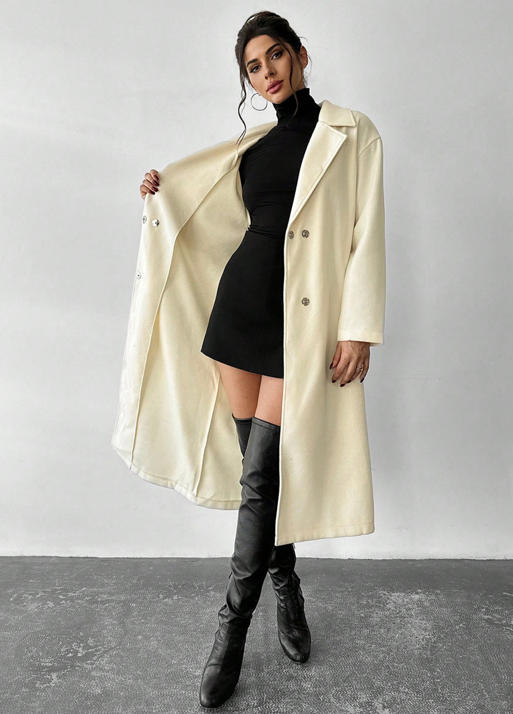 Кремовое демисезонное Пальто SHEIN