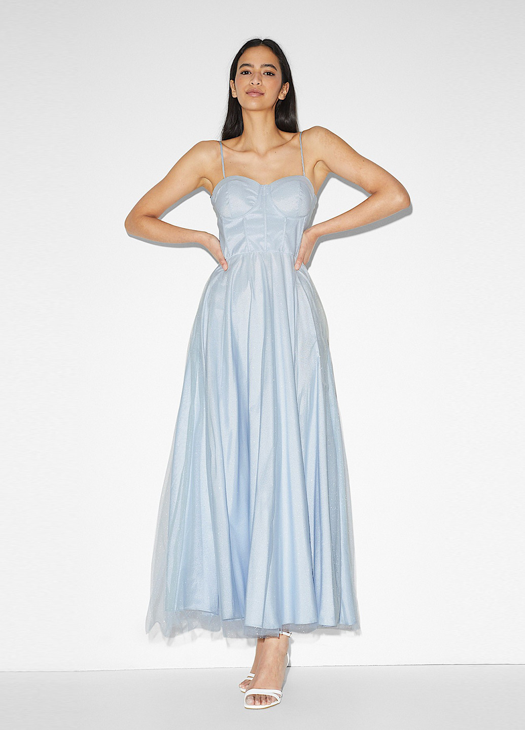 Блакитна святковий сукня кльош C&A однотонна