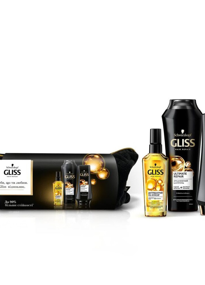 Подарунковий набір GLISS Ultimate Repair Шампунь 250 мл, Бальзам 200 мл, Масло для волосся 75 мл Gliss Kur (213235802)