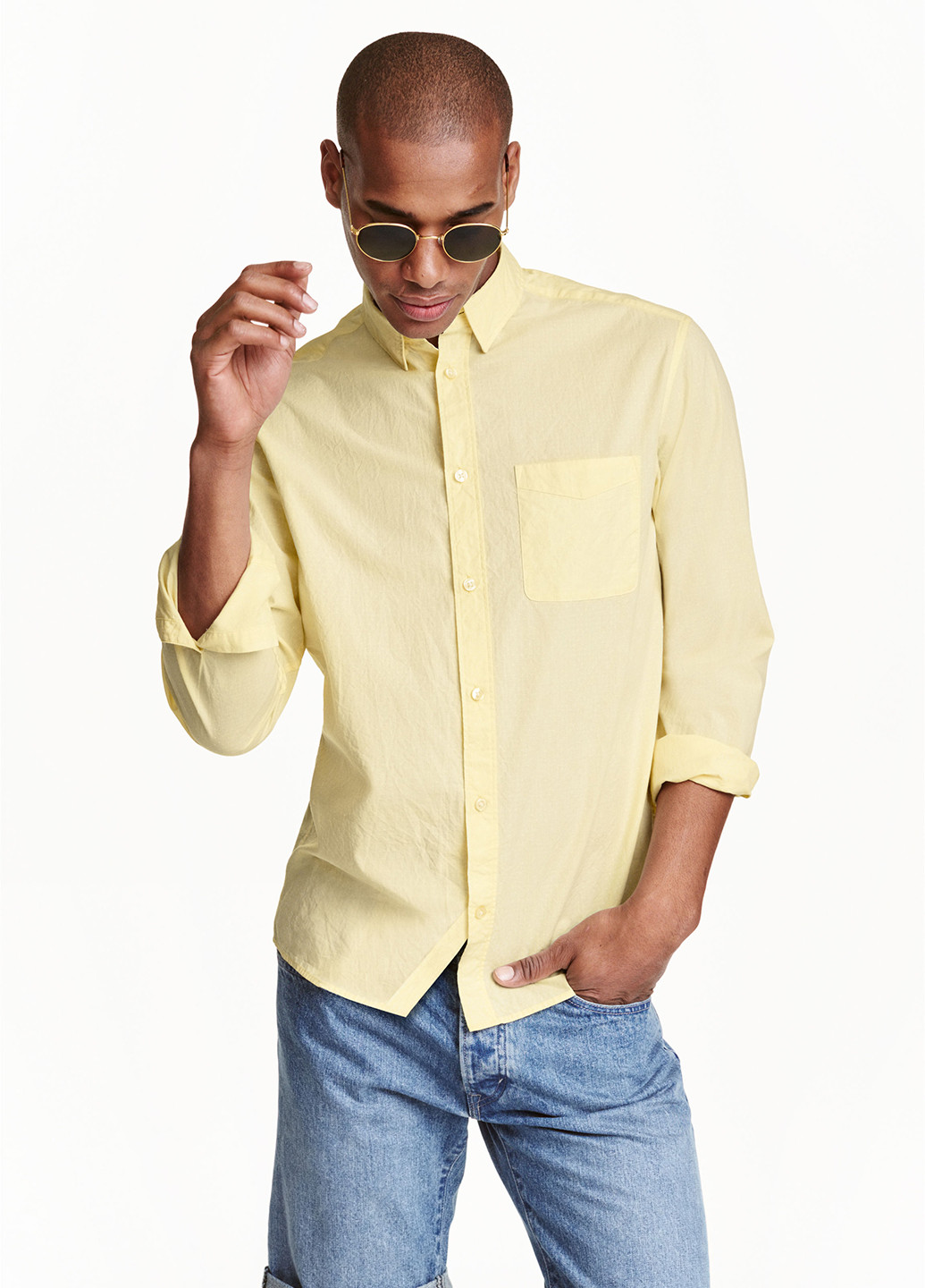Желтая кэжуал рубашка H&M