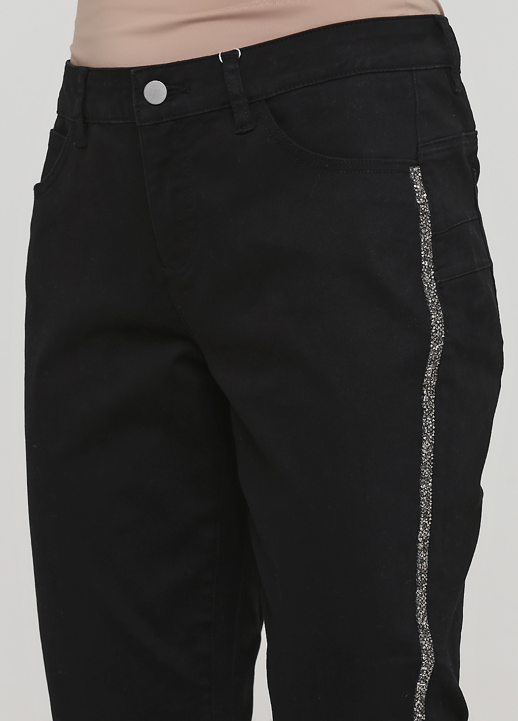 Черные демисезонные зауженные, укороченные джинсы Heine