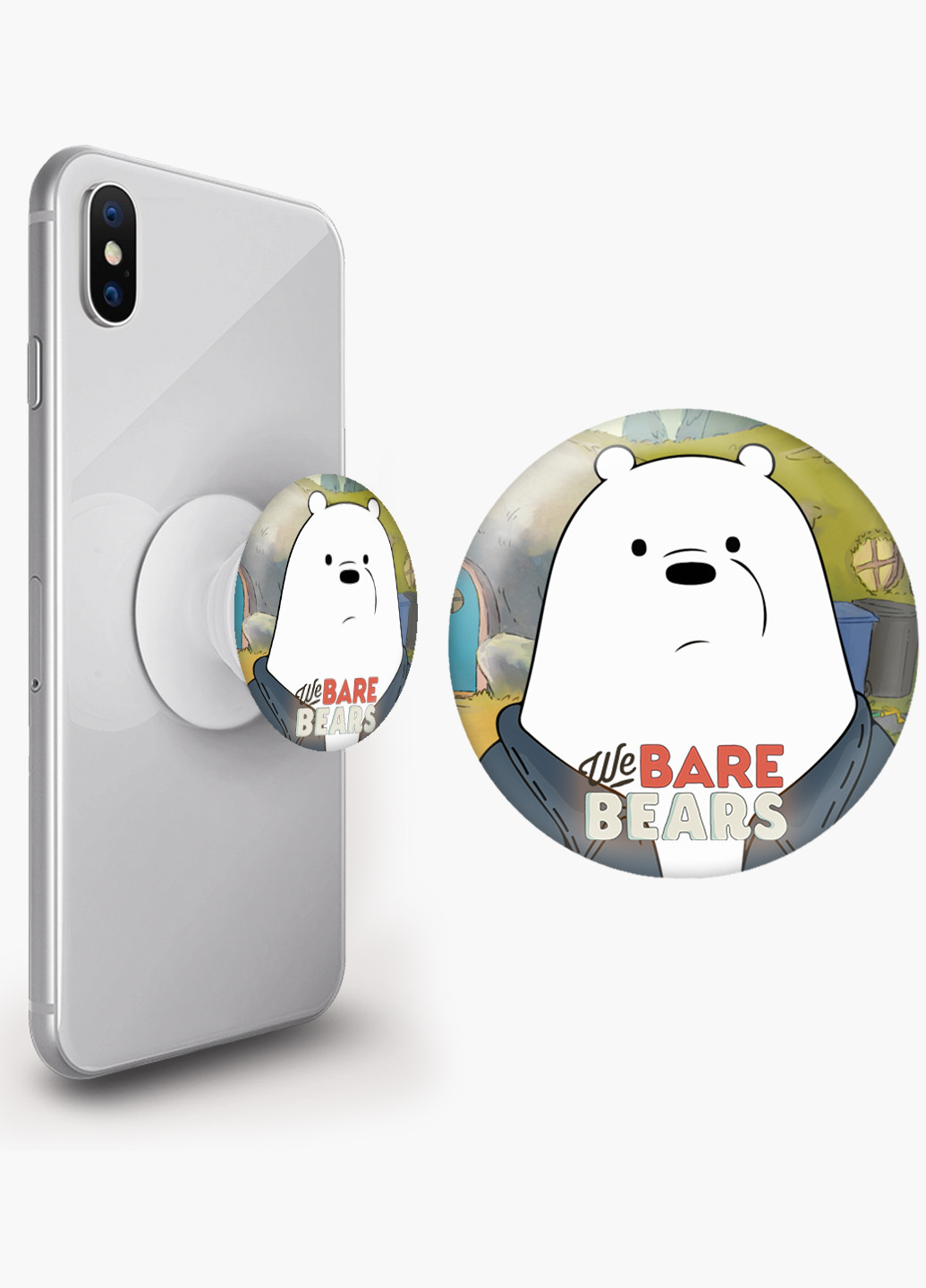 Попсокет (Popsockets) тримач для смартфону Вся правда про ведмедів (We Bare Bears) (8754-2895) Чорний MobiPrint (229014731)