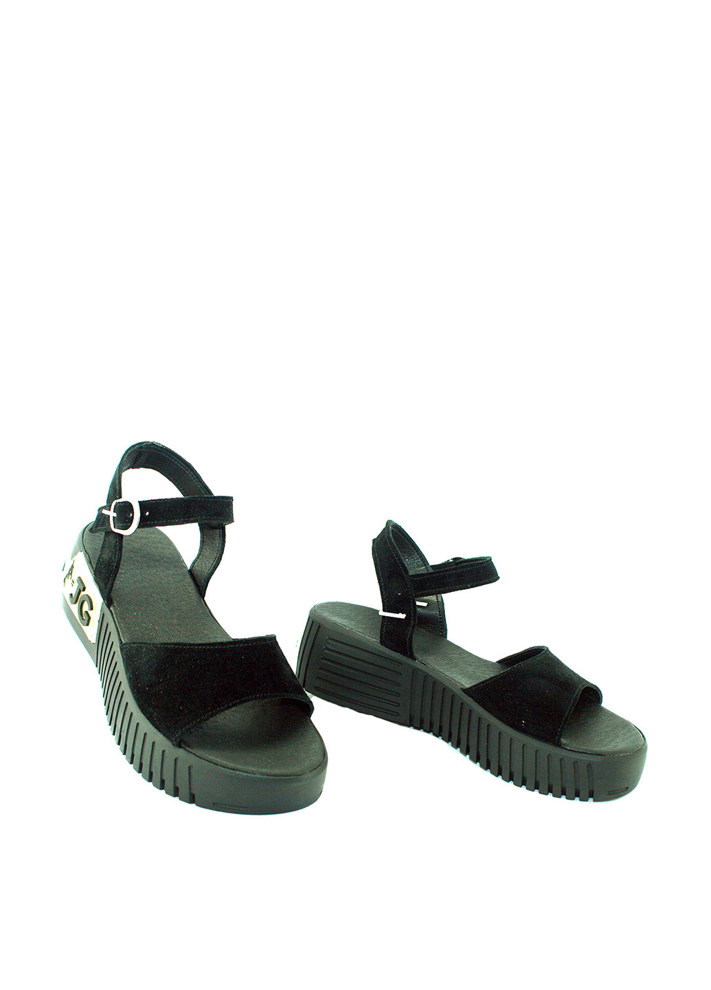 Черные босоножки Mila с ремешком с логотипом