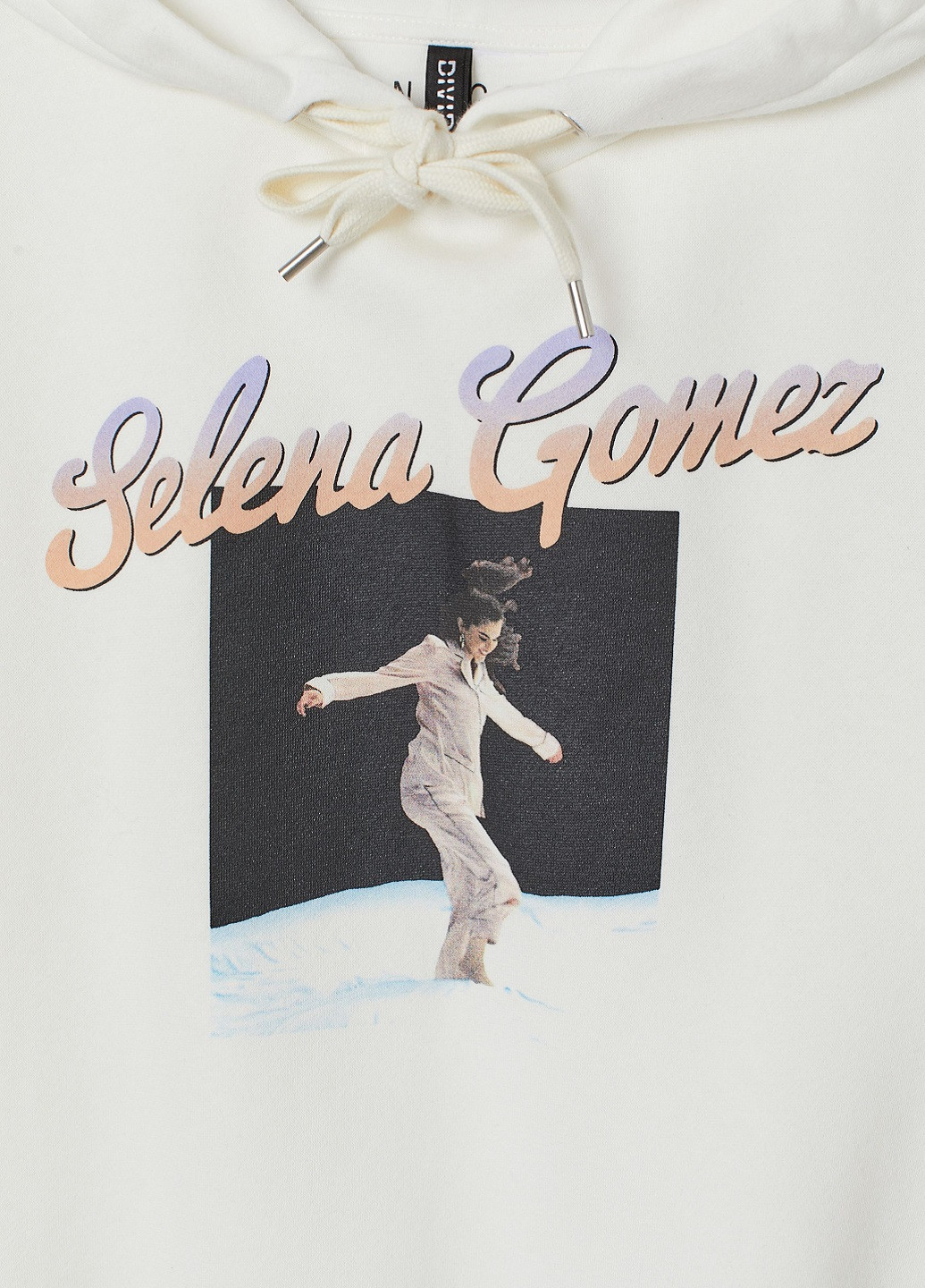 Белый демисезонный короткий джемпер худи selena gomez H&M