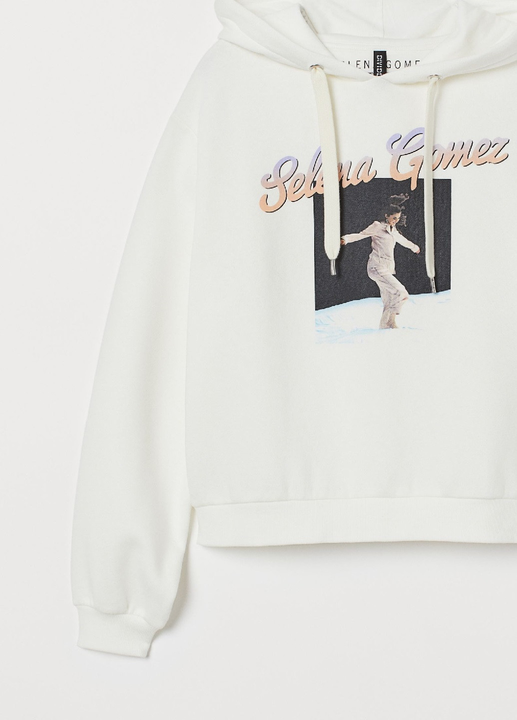 Белый демисезонный короткий джемпер худи selena gomez H&M