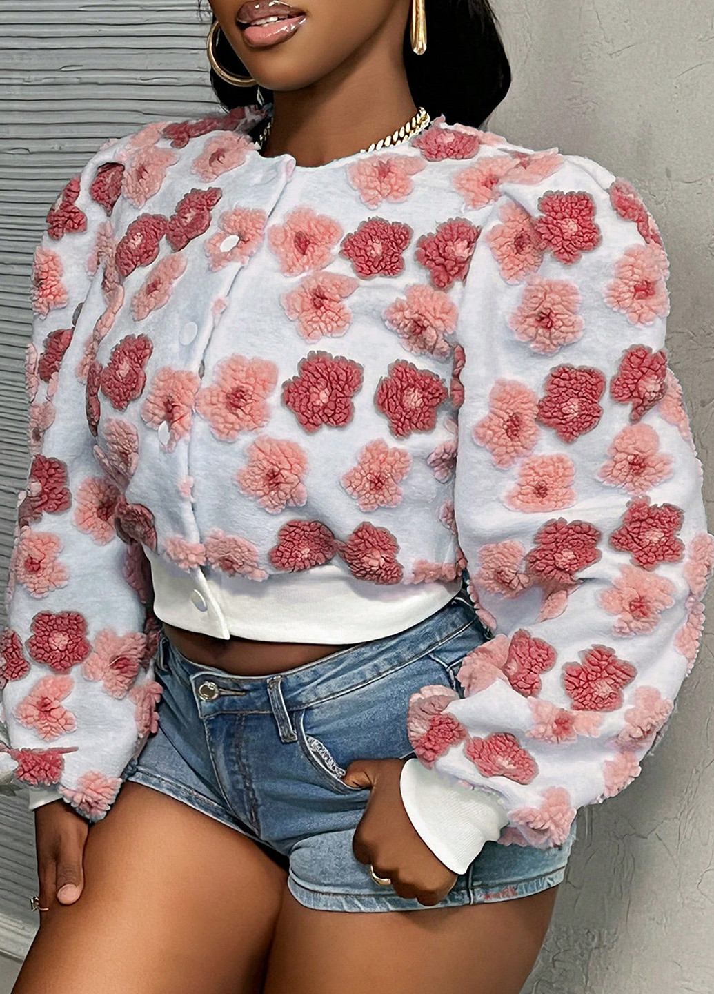 Бомбер SHEIN на кнопках (334101652)