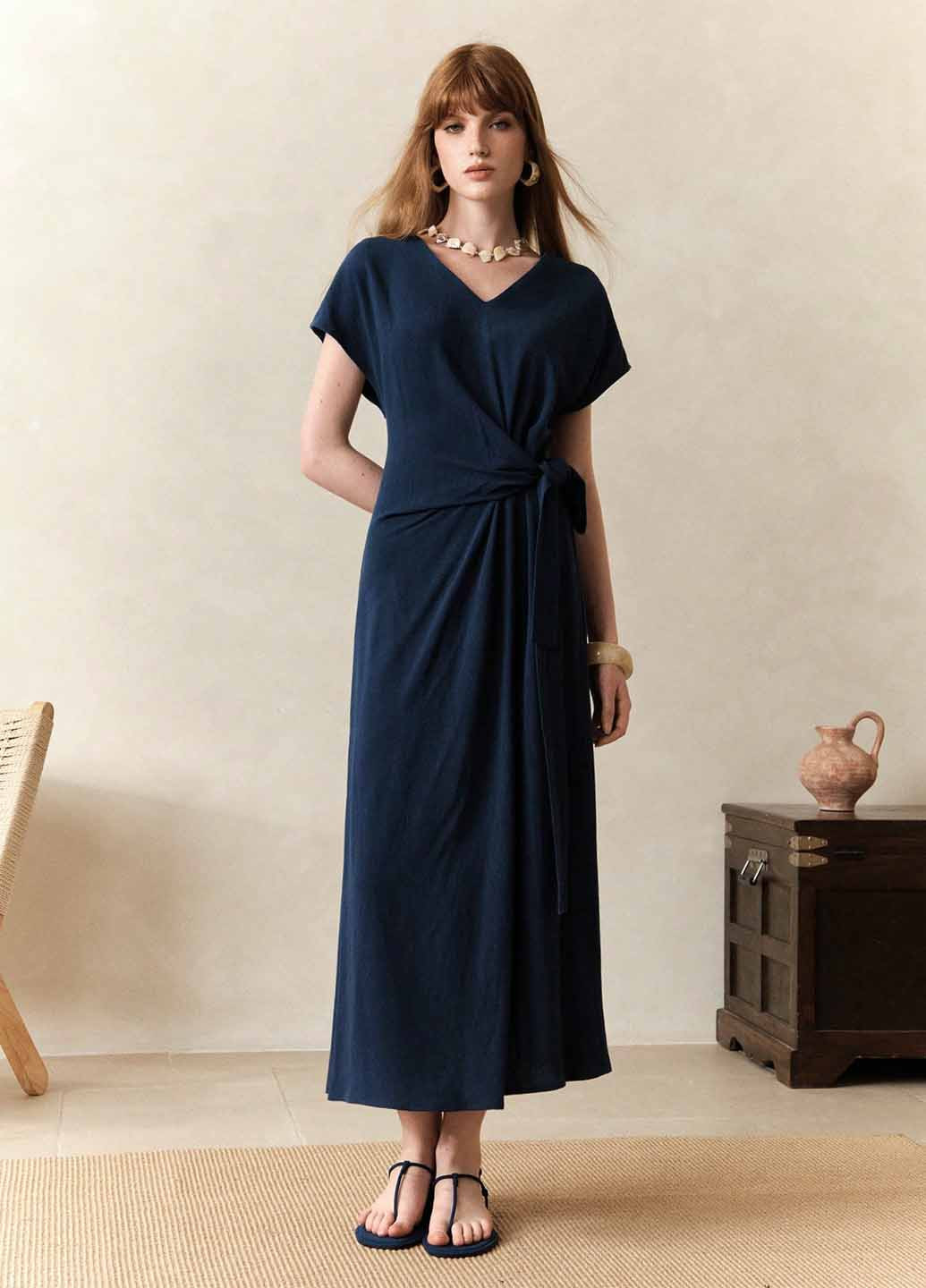 Темно-синя кежуал сукня SHEIN однотонна