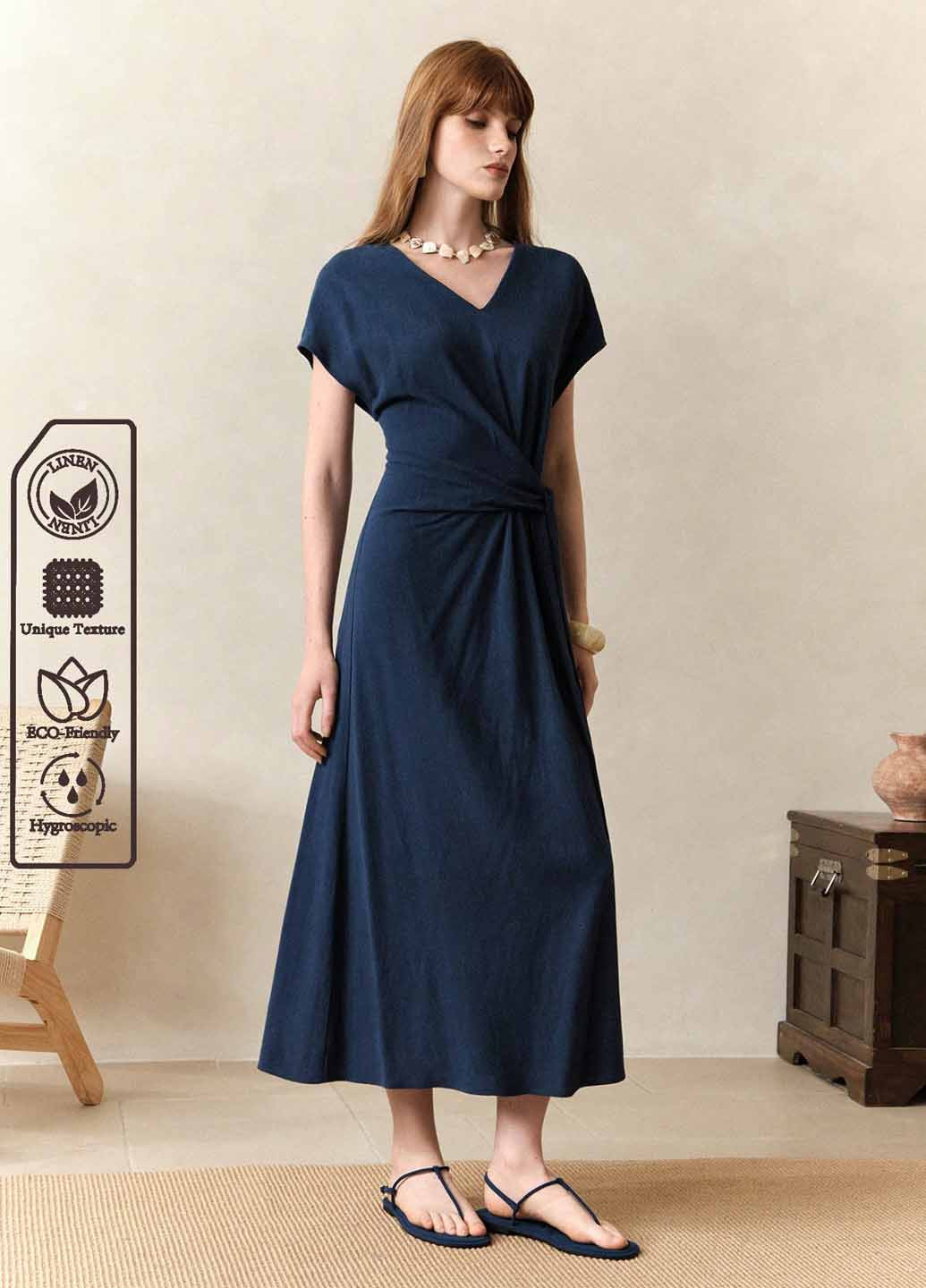 Темно-синя кежуал сукня SHEIN однотонна