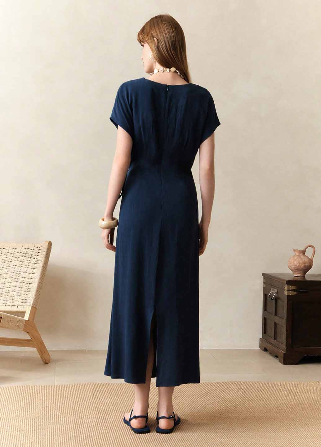 Темно-синя кежуал сукня SHEIN однотонна