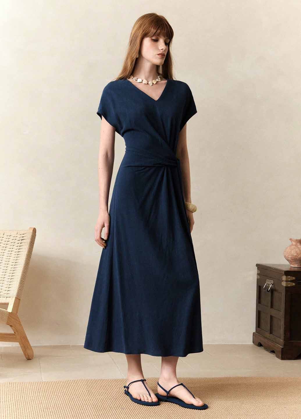 Темно-синя кежуал сукня SHEIN однотонна