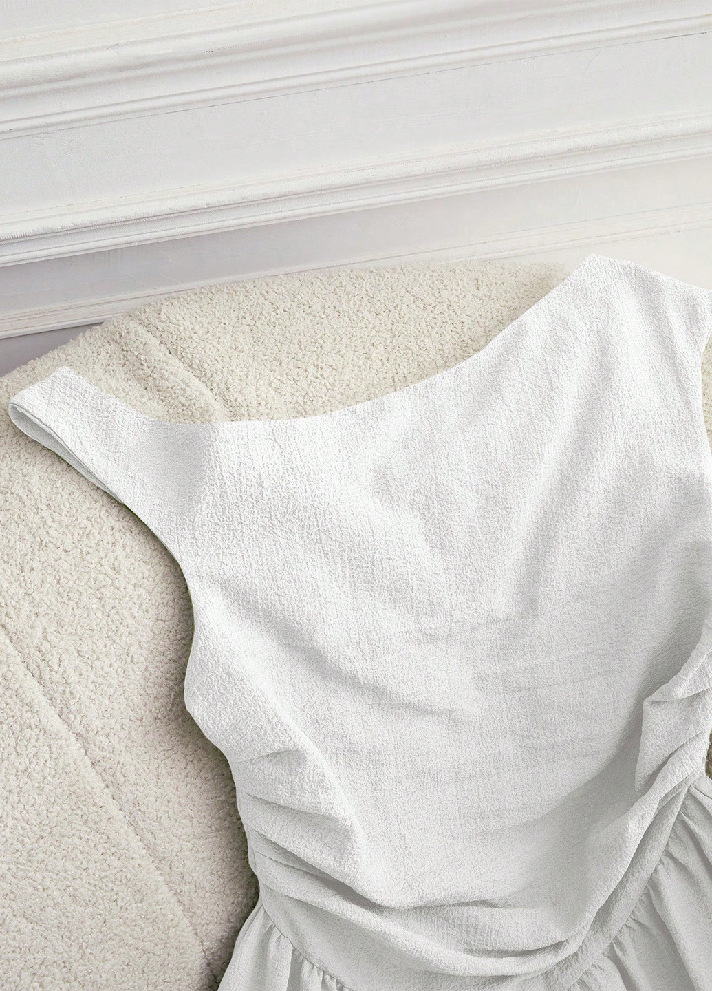 Білий кежуал, коктейльна сукня кльош, на одне плече SHEIN однотонна