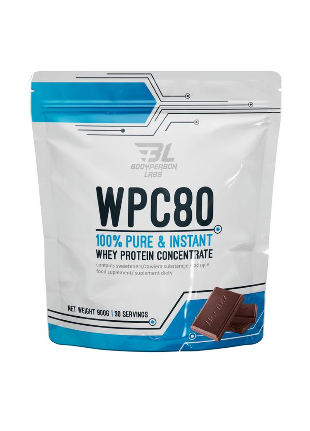 Протеїн для зниження та нарощування м'язової маси WPC80 Сhocolate, 900 г Bodyperson Labs (250603705)