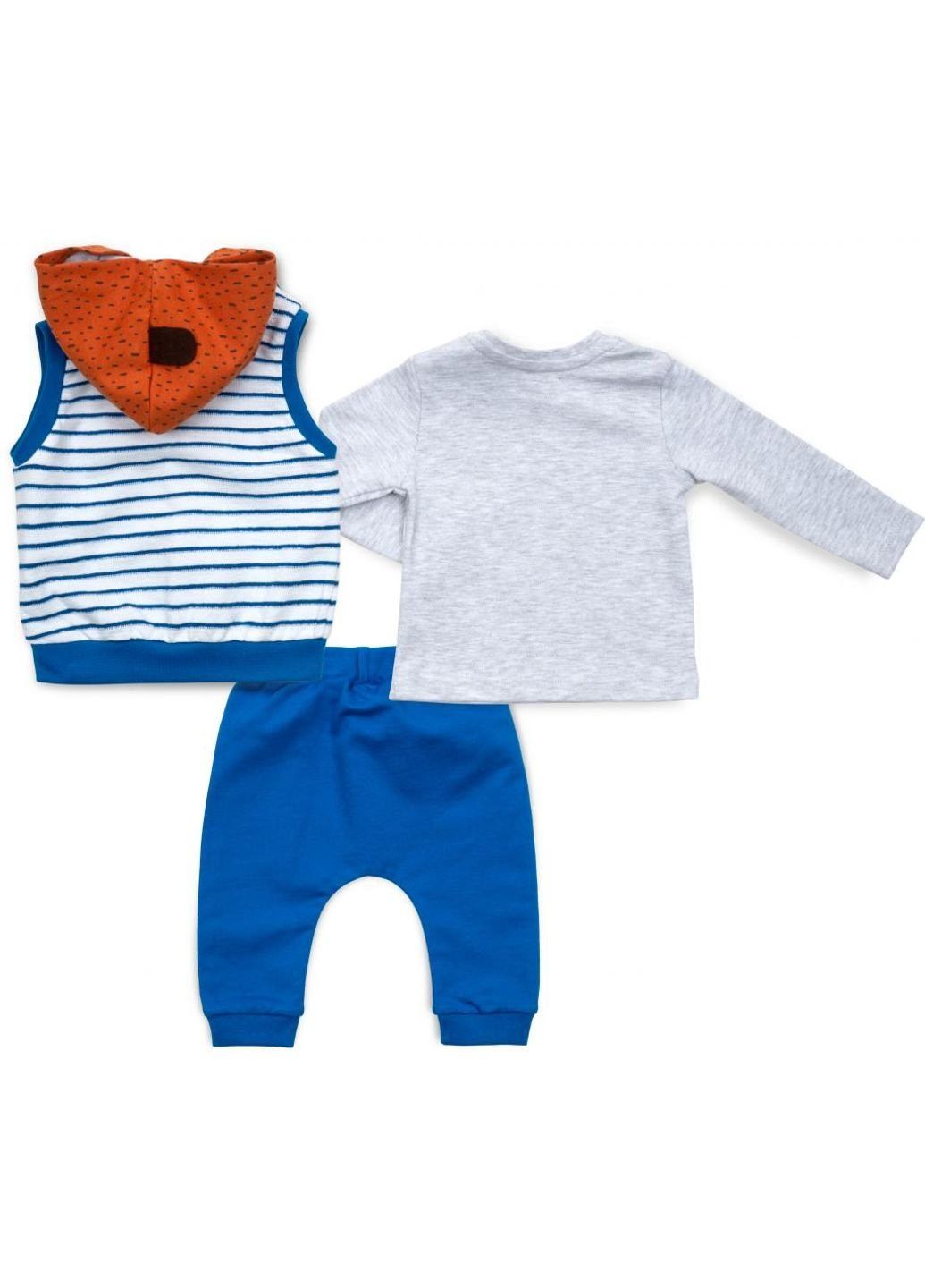 Светло-серый демисезонный набор детской одежды с жилетом (2824-74b-blue) Tongs