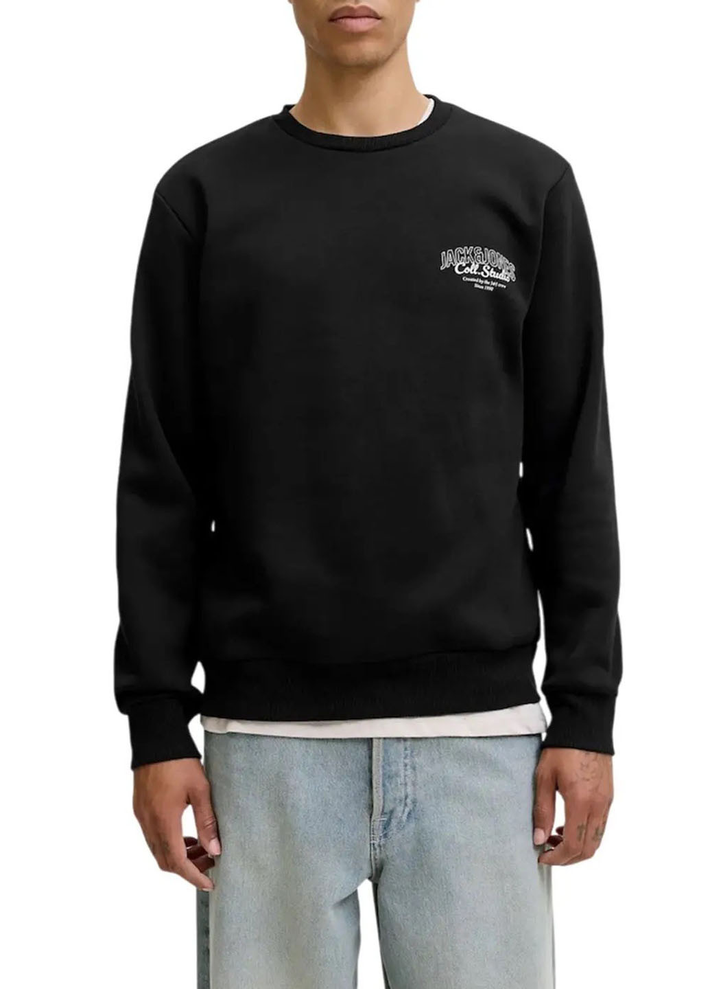 Чорний світшот Jack & Jones логотип без декору (363048339)