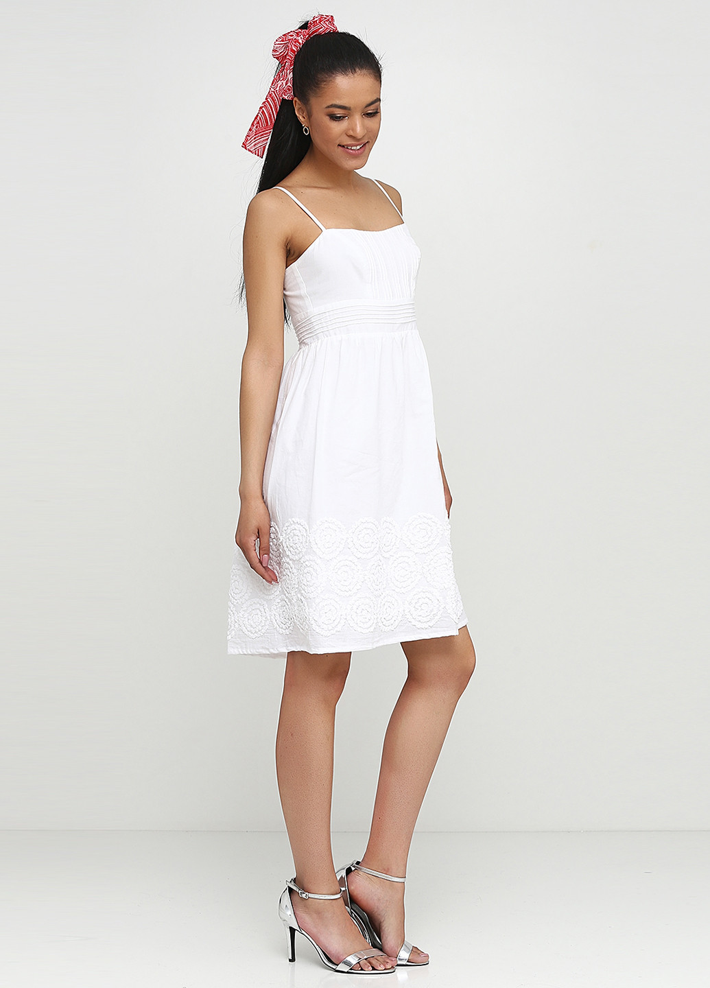 Белое кэжуал платье клеш Jhiva однотонное
