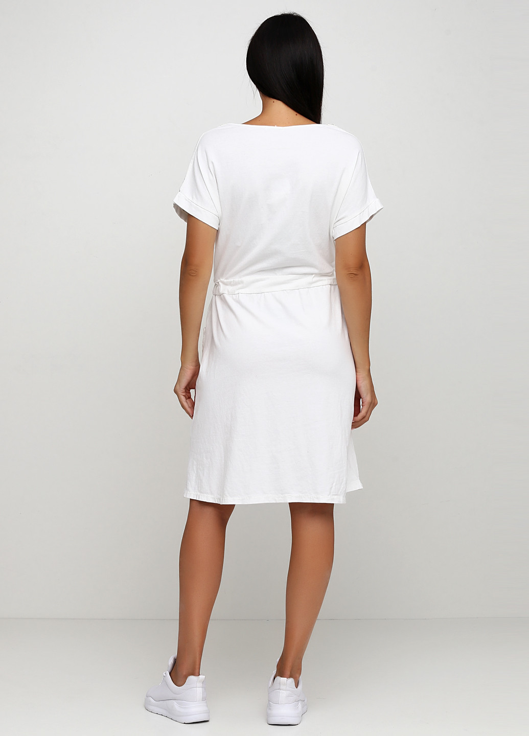 Белое кэжуал платье клеш New Collection с надписью