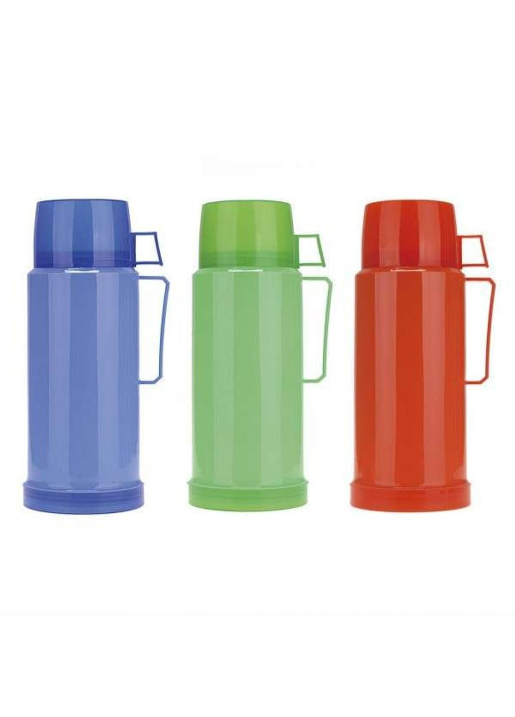 Термос 1000мл зі скляною колбою та пластиковою чашкою (синій, зелений, червоний) 2072 Kamille (253617506)