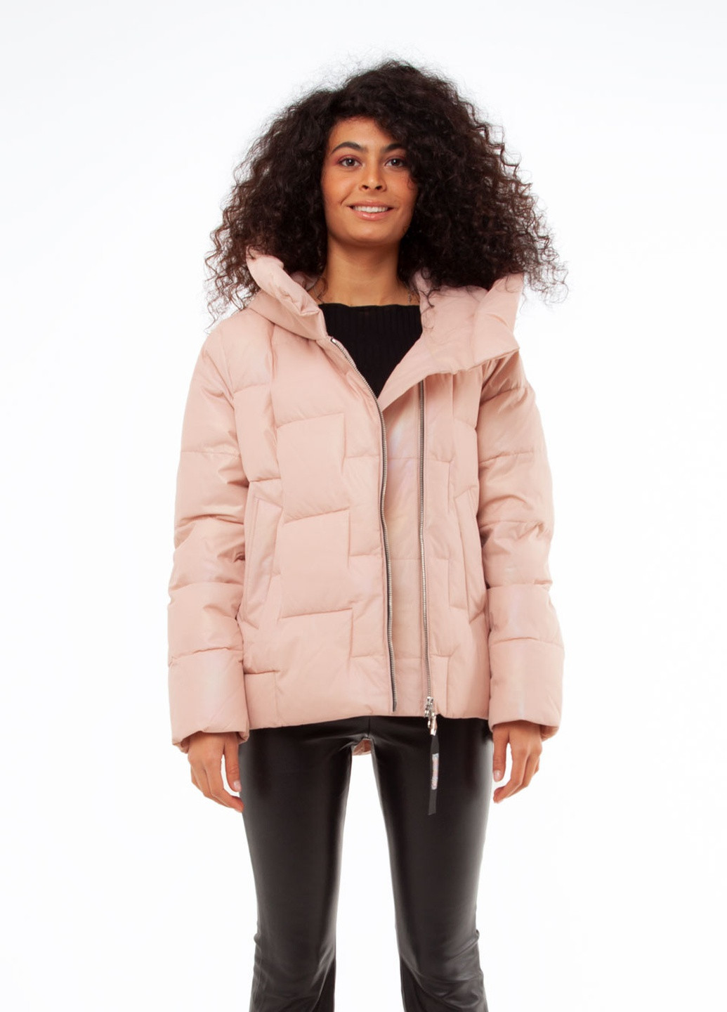 Розовая зимняя куртка з капюшоном Visdeer 307