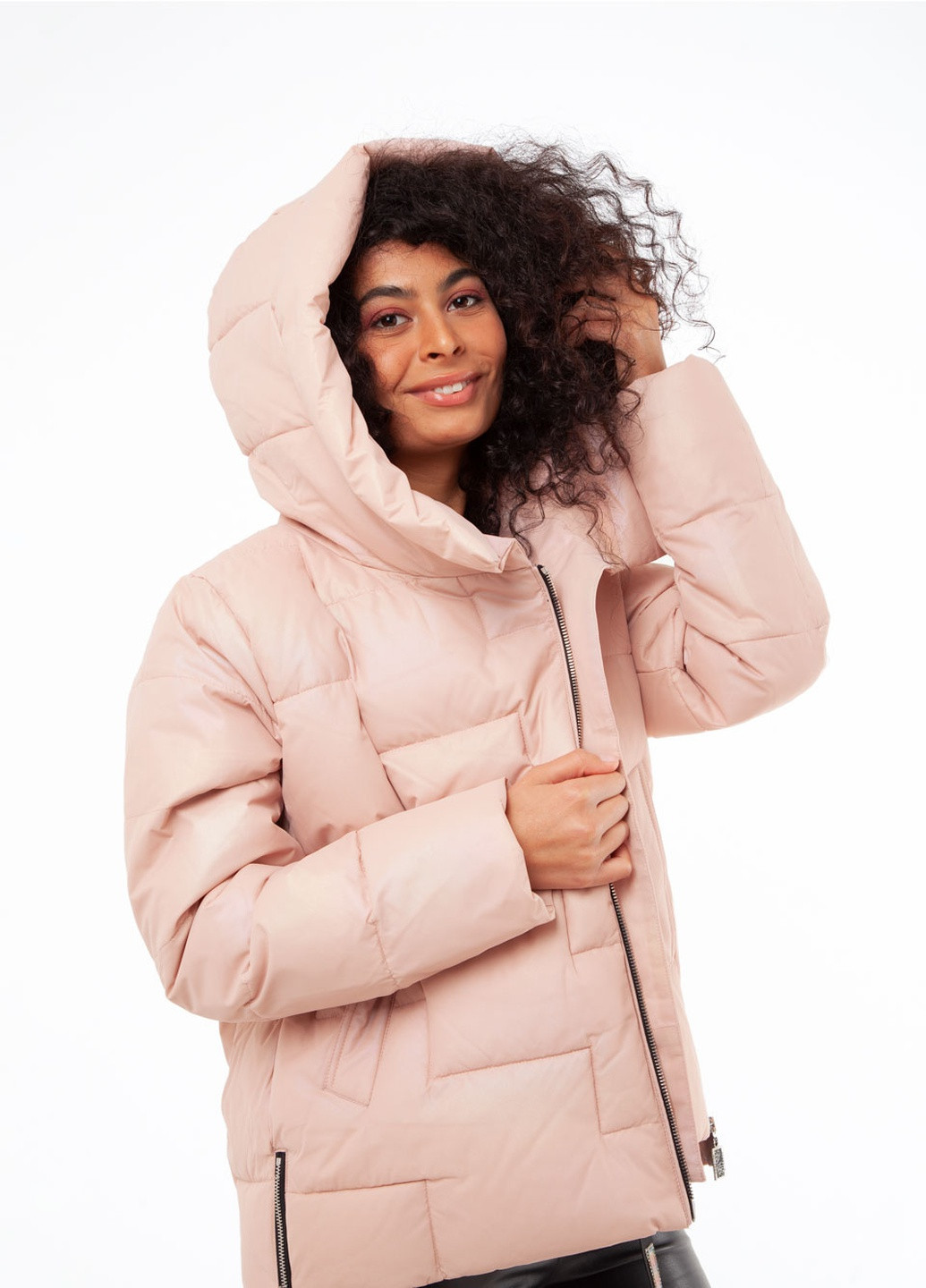 Розовая зимняя куртка з капюшоном Visdeer 307
