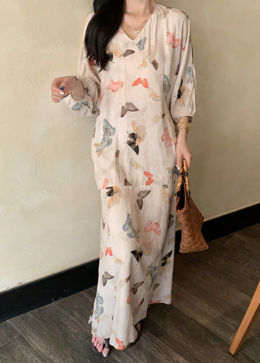 Молочна кежуал сукня а-силует SHEIN метелики
