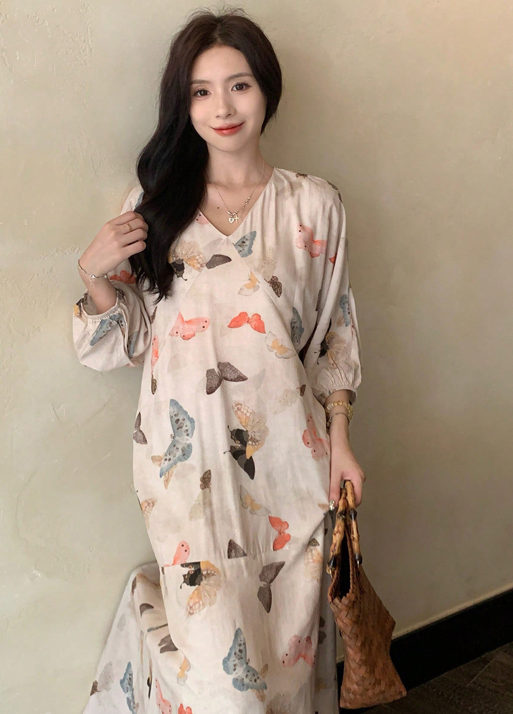 Молочна кежуал сукня а-силует SHEIN метелики