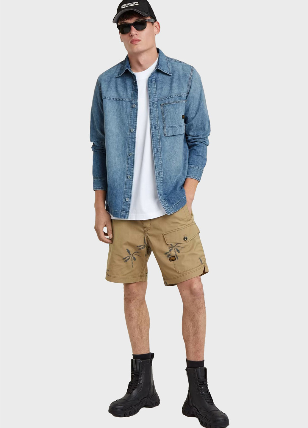 Темно-голубой джинсовая, кэжуал рубашка однотонная G-Star Raw