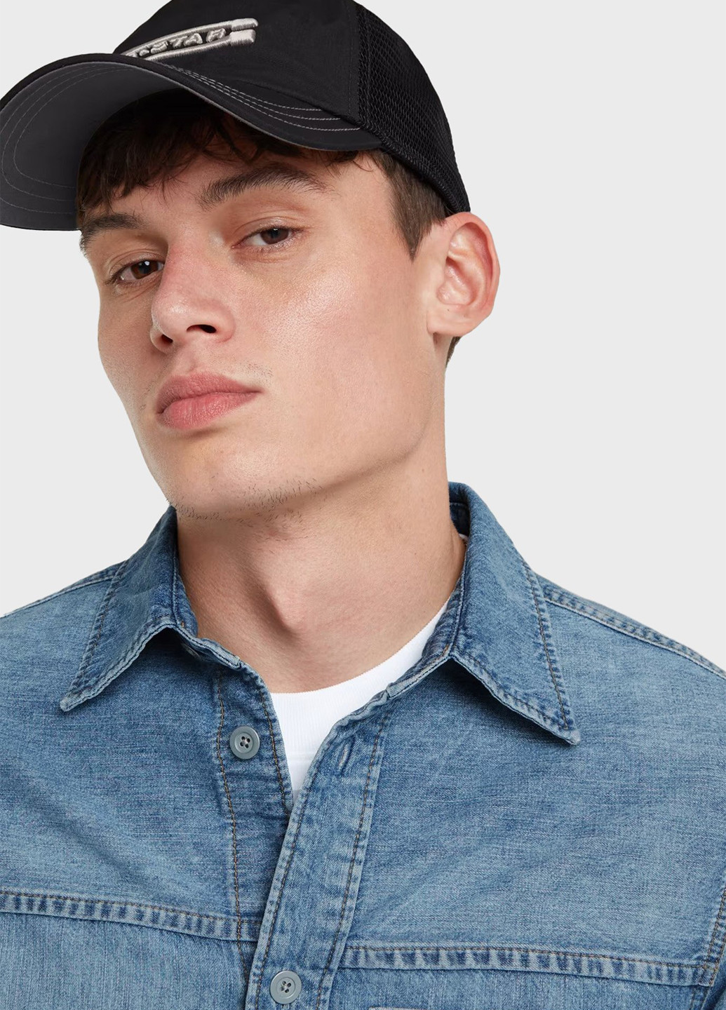 Темно-голубой джинсовая, кэжуал рубашка однотонная G-Star Raw