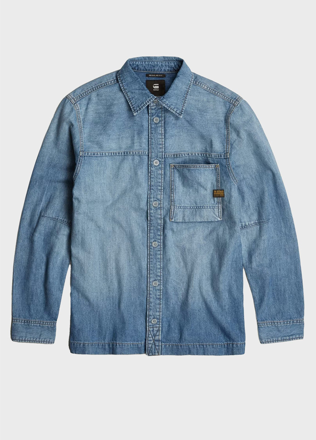 Темно-голубой джинсовая, кэжуал рубашка однотонная G-Star Raw