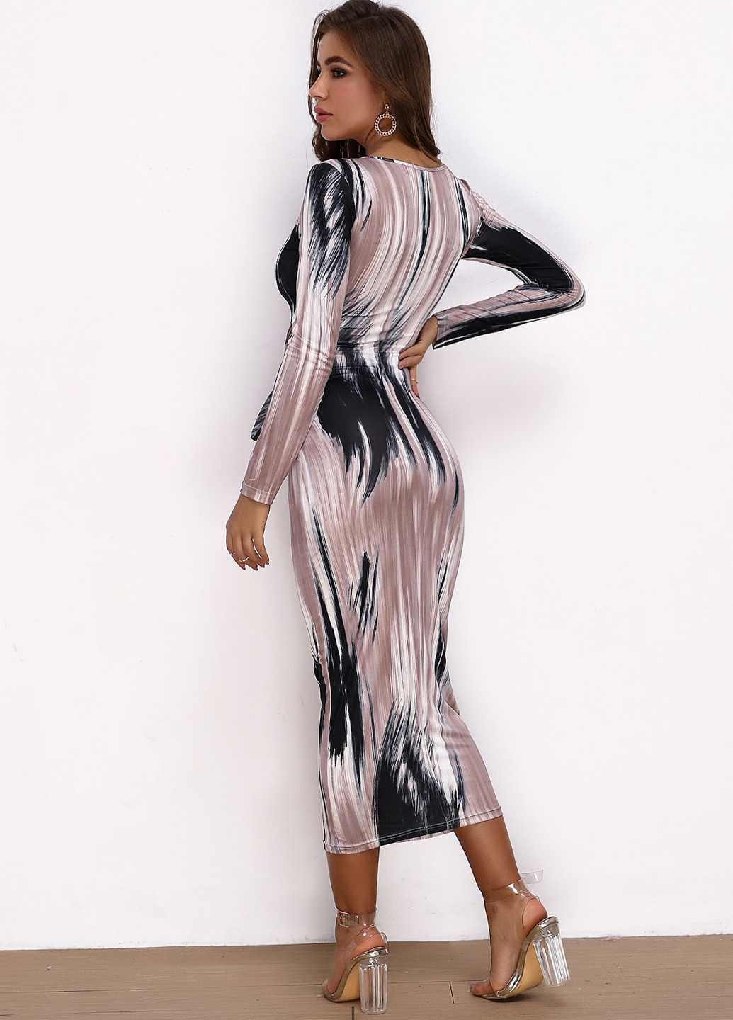 Комбинированное кэжуал платье силуэтная SHEIN с абстрактным узором