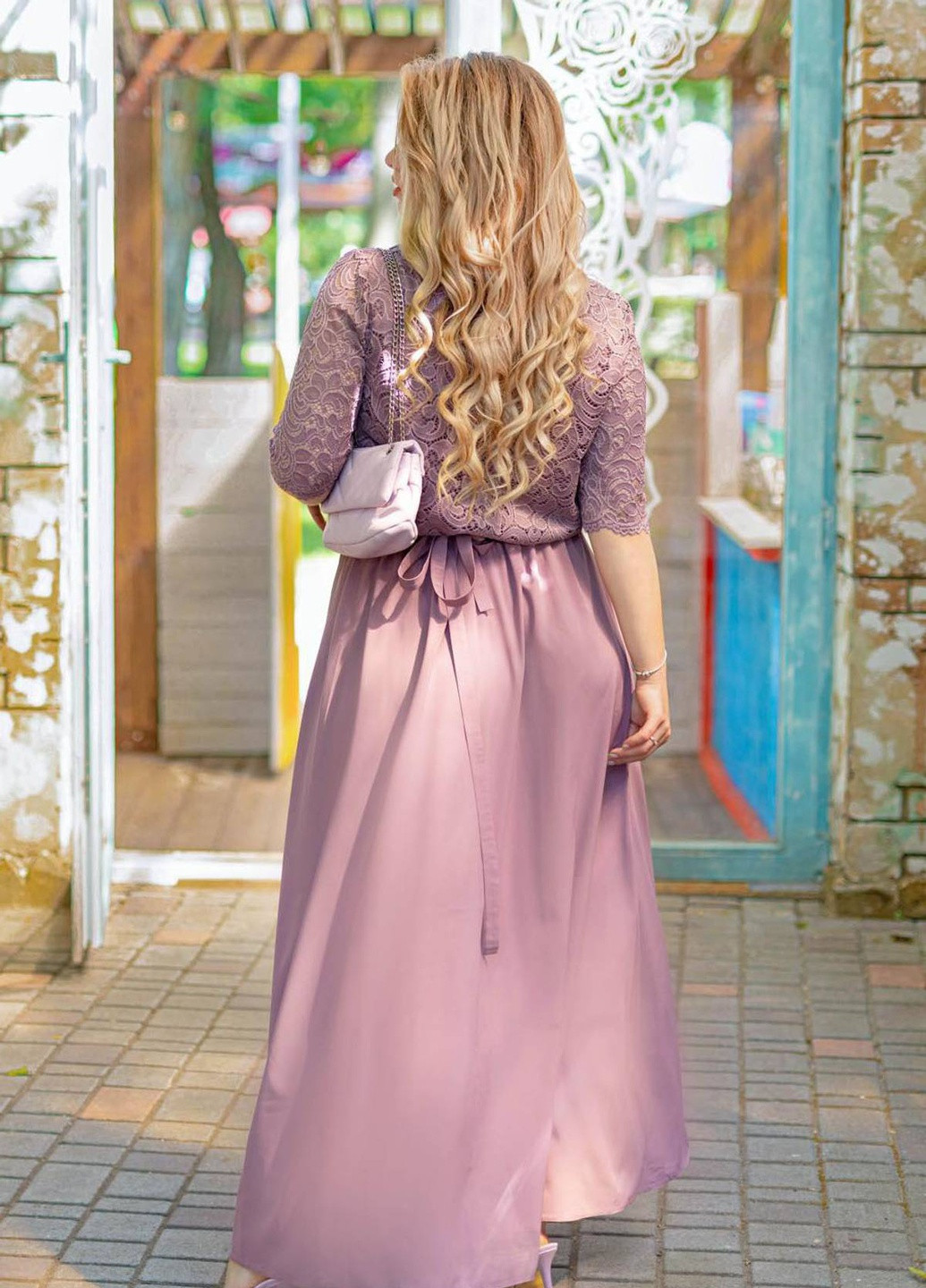 Сиреневое кэжуал длинное платье дарина сиреневое Tatiana однотонное