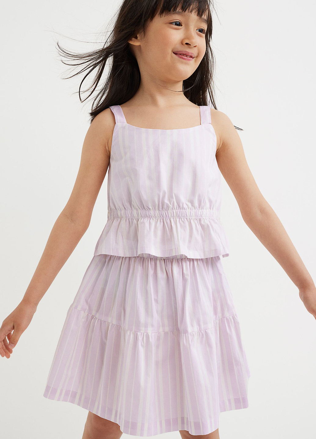 Светло-фиолетовый летний костюм (топ, юбка) H&M