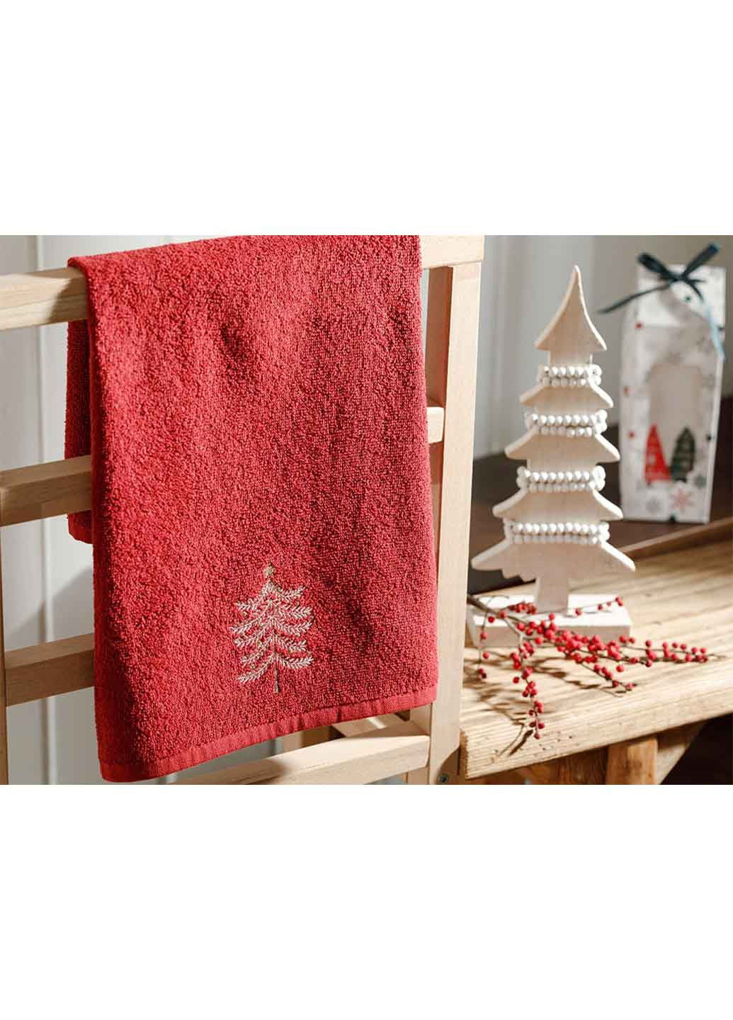 English Home полотенце, 40х60 см новогодний темно-красный производство - Турция