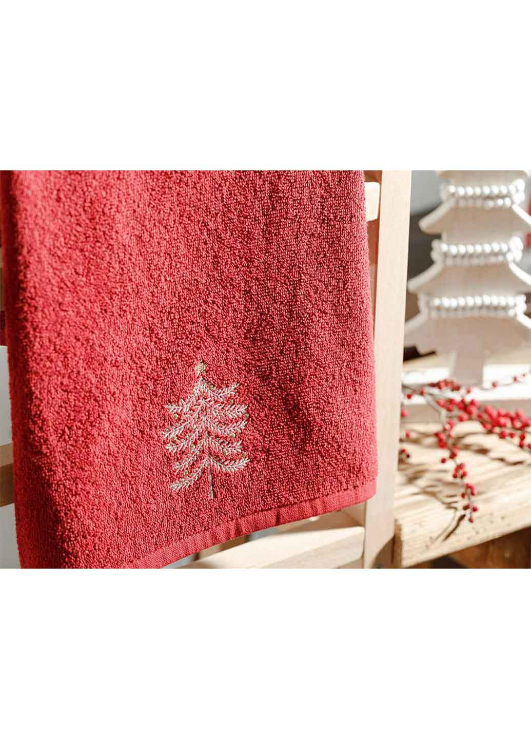 English Home полотенце, 40х60 см новогодний темно-красный производство - Турция