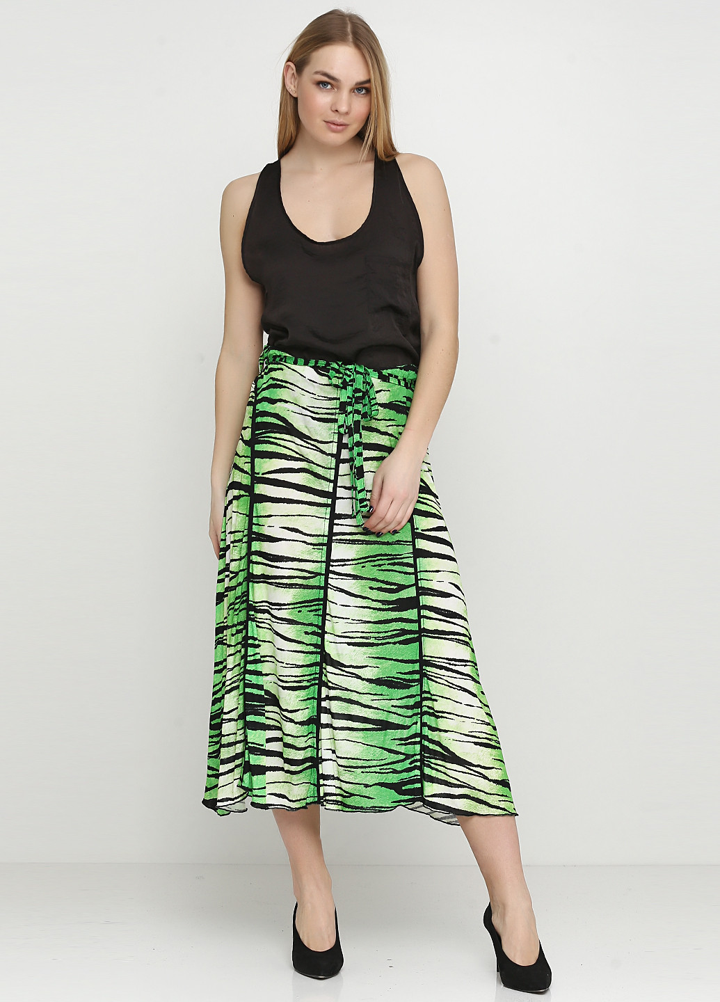 Зеленая кэжуал с абстрактным узором юбка Elisa Fanti миди