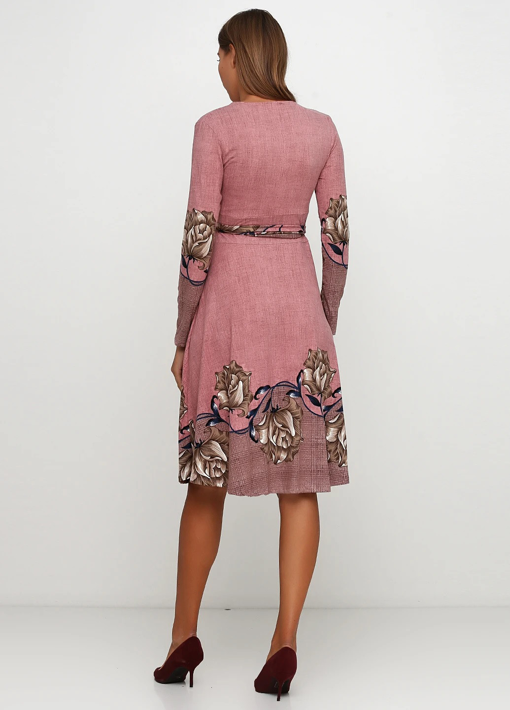 Рожева кежуал сукня на запах No Brand з квітковим принтом