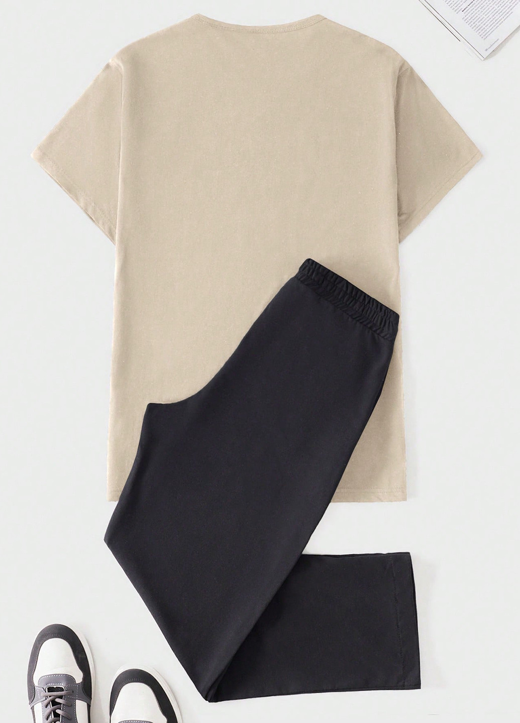 Бежевий літній комплект (футболка, штани) SHEIN