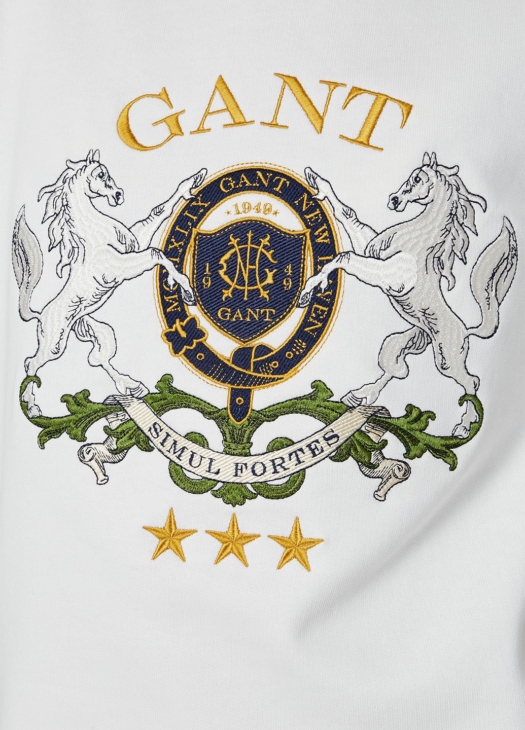 Свитшот Gant - Прямой крой однотонный белый кэжуал трикотаж, хлопок - (252302625)