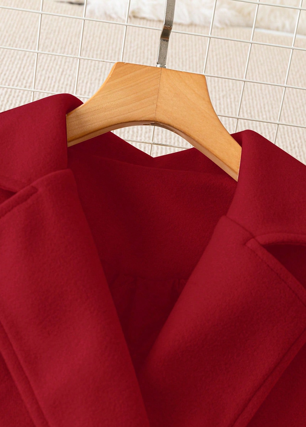 Червоне демісезонне Пальто двобортне SHEIN