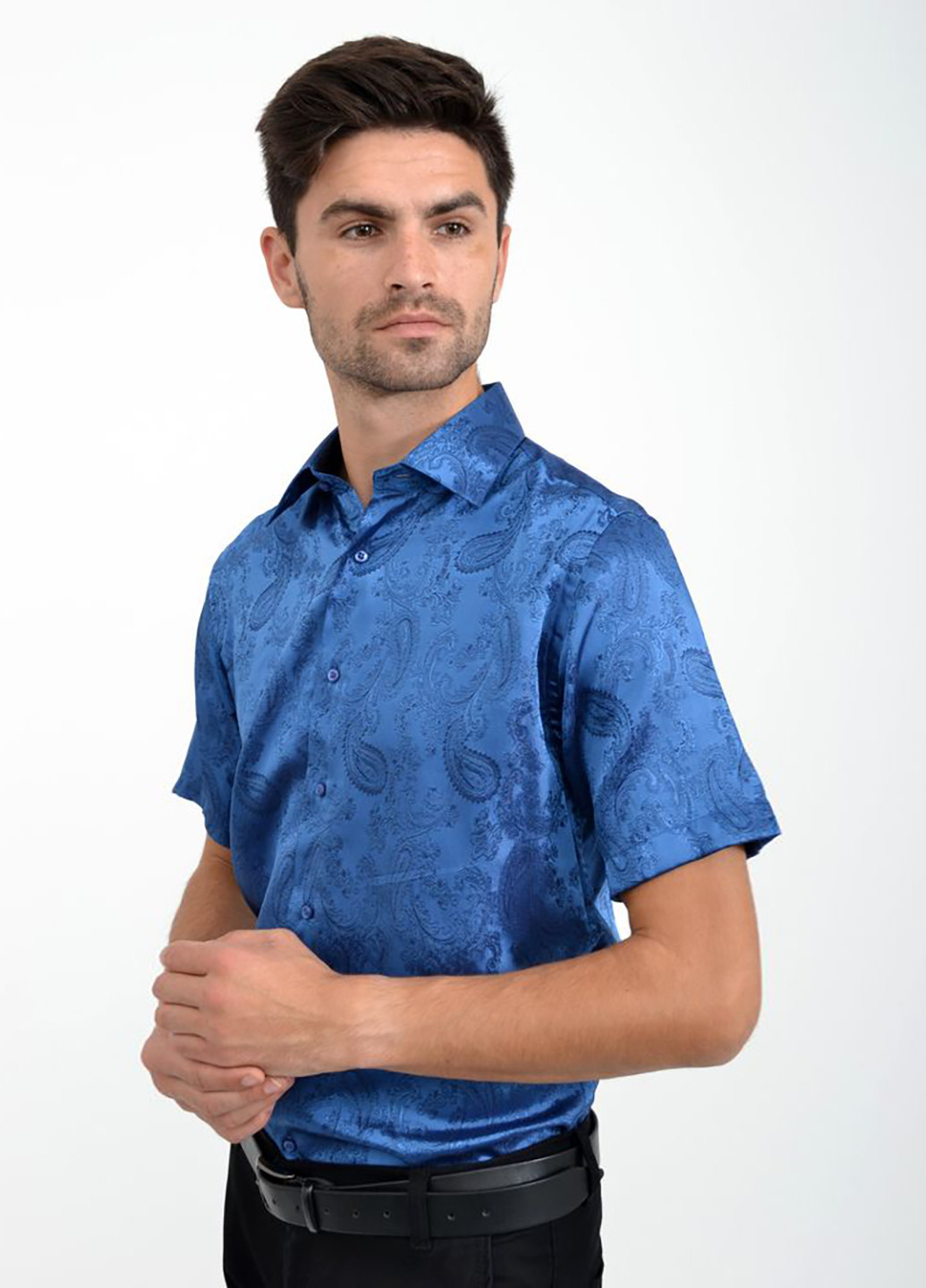 Синяя кэжуал рубашка с рисунком Ager с коротким рукавом