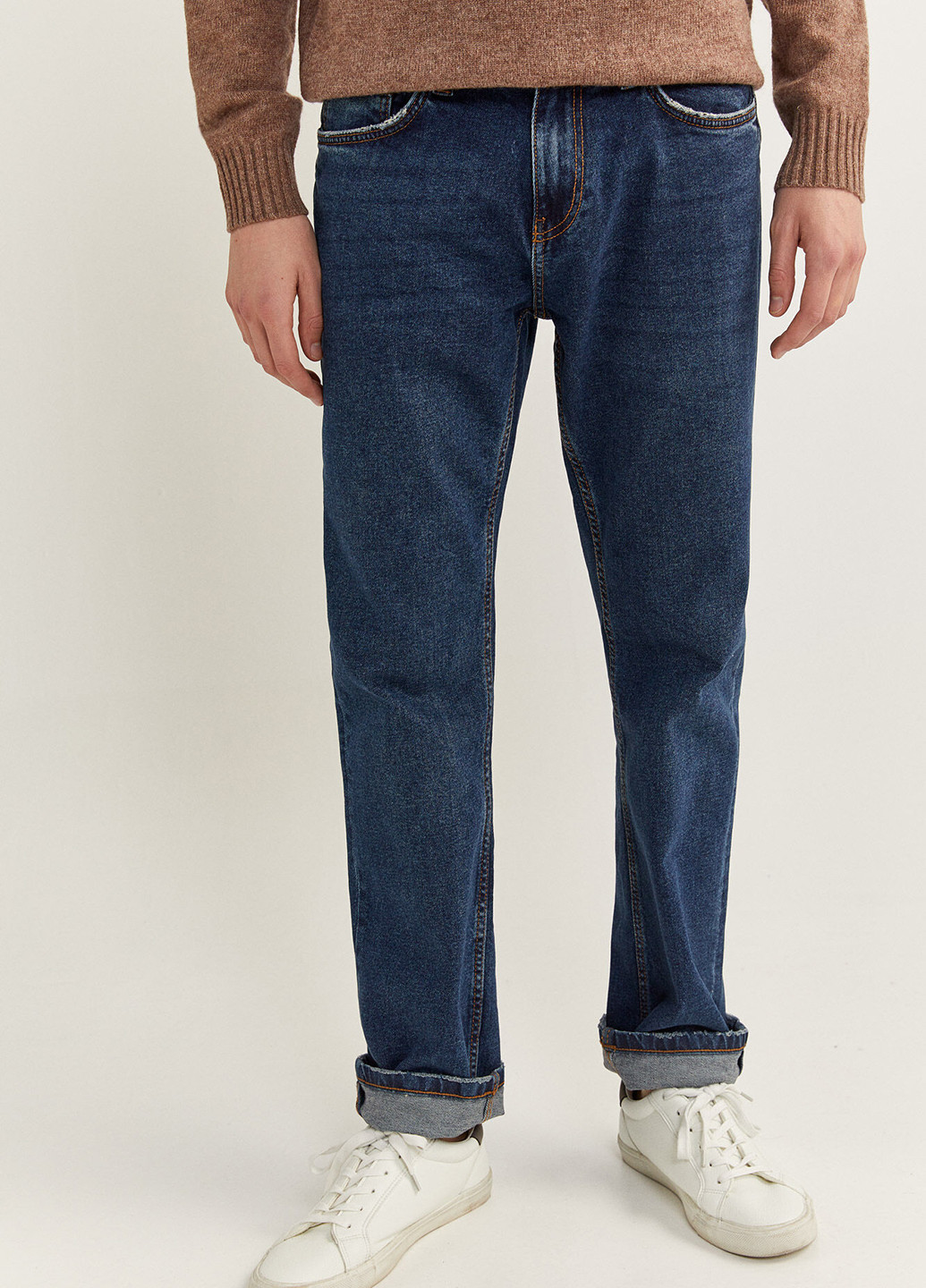 Джинси Springfield завужені однотонні темно-сині джинсові